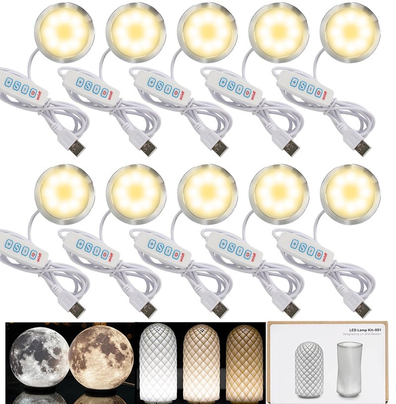 3DZWMAN LED Lamp Kit 001 Three Colors for Bambu Lab Makerworld 3D Printed DIY Hardware Model Spare Parts 5V USB Powered, 3000K Warm Light (10) - Image 1